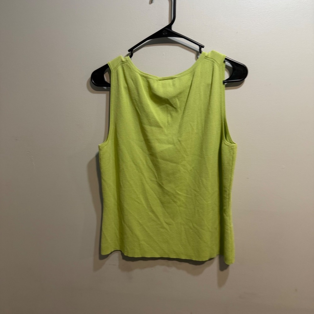 Talbots Womens Lime Green Knit Sleeveless Shell Tank Top Size L Scoop Neck - Picture 6 of 7